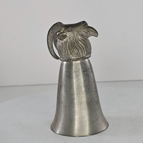 Vintage Connecticut House Pewter Goat Head Stirrup Cup Shot Glass - Picture 3 of 8